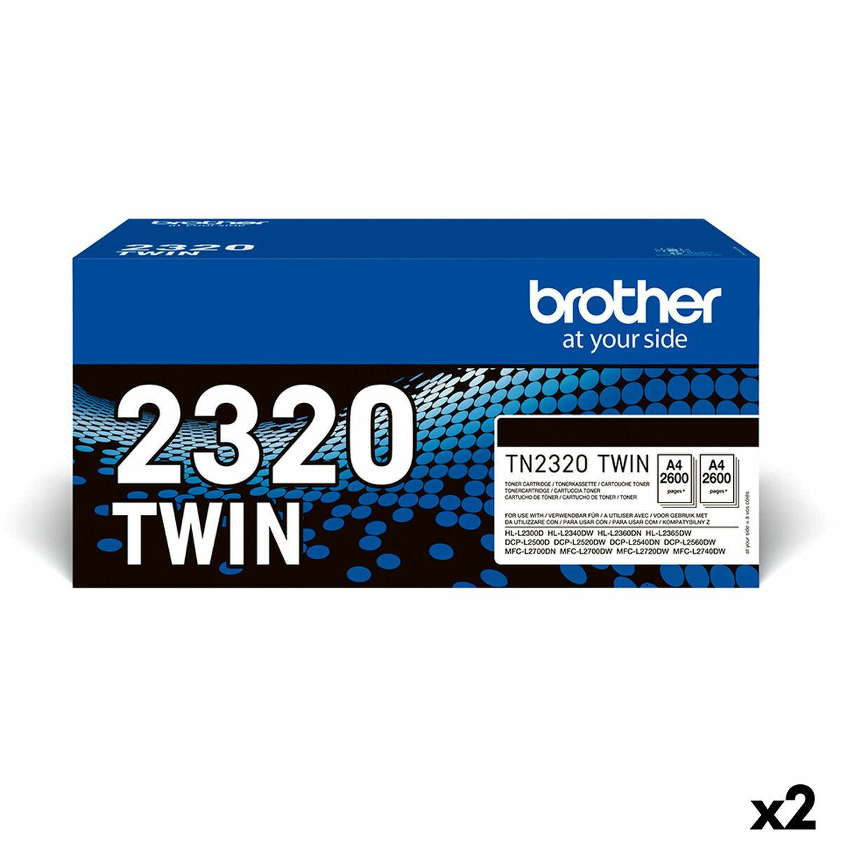Brother Tn2320 Original Toner Sort Twin-pack Stk Til L2300d L2340dw L2360dn L2365dw L2500 L2700
