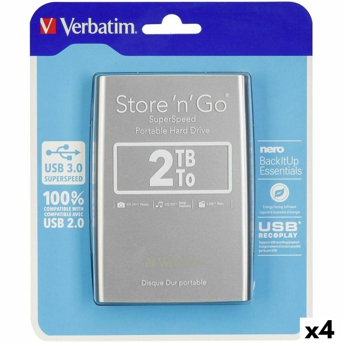 Ekstern Harddisk Verbatim Store Go Tb Sølv Sort -pak