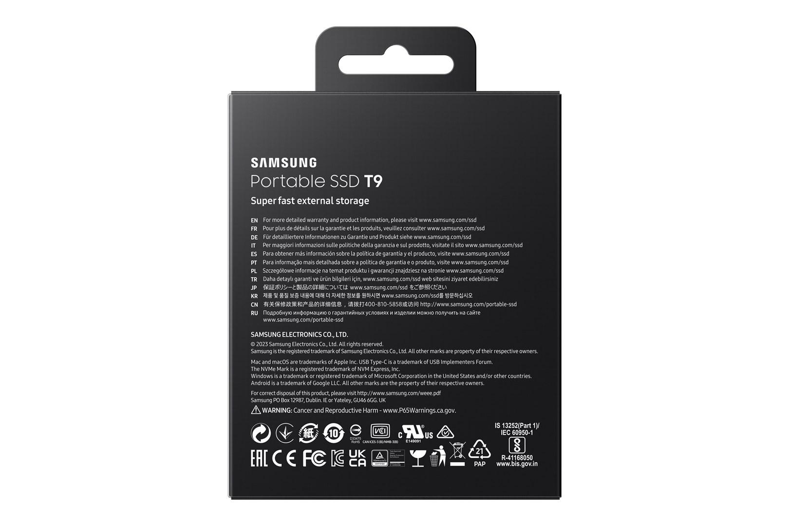 Ekstern Ssd Samsung T9 Tb Usb- Gen Sort