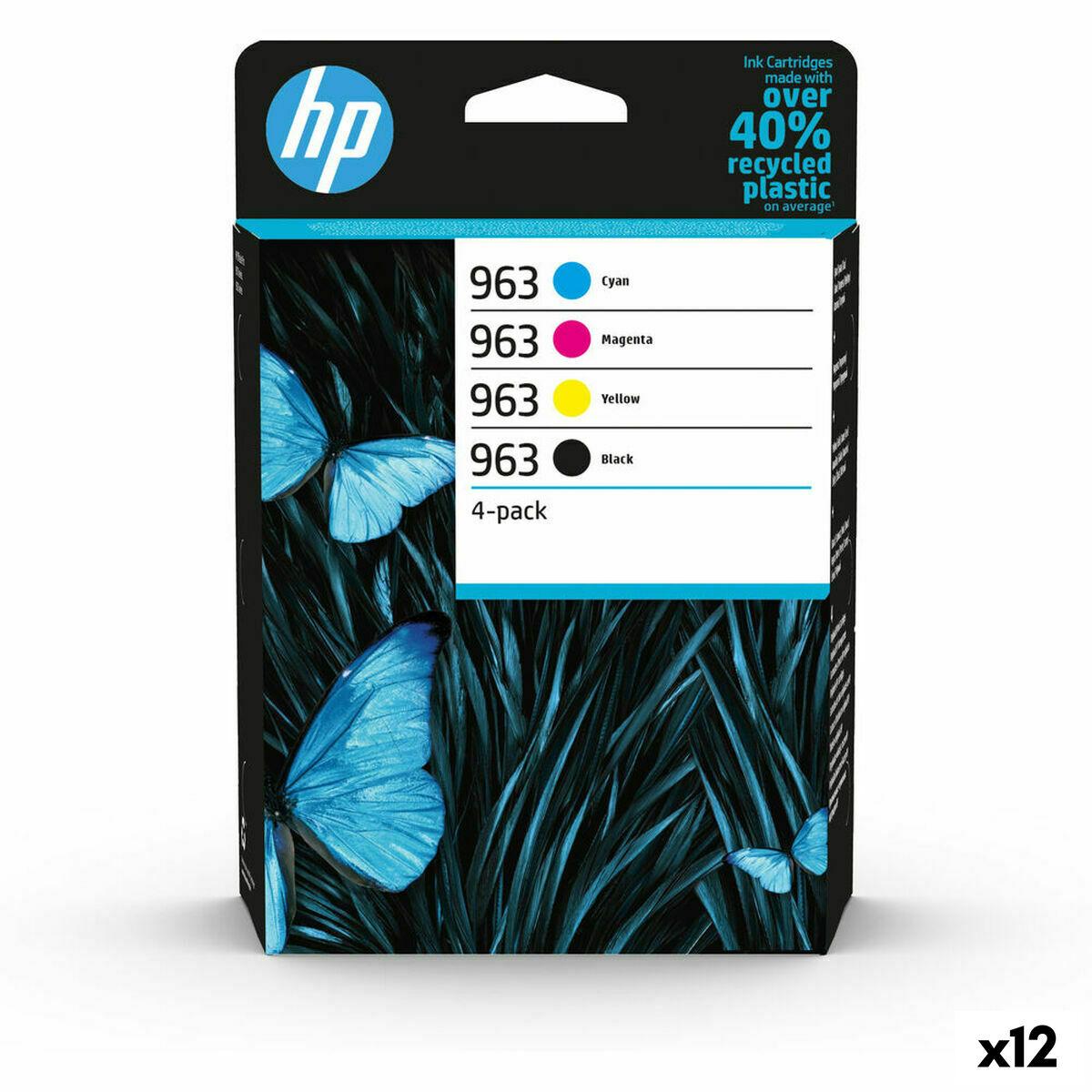 Hp 963 Blækpatroner Til Officejet Pro 9000-serien -pack Cyan Magenta Gul Sort 12 Enheder