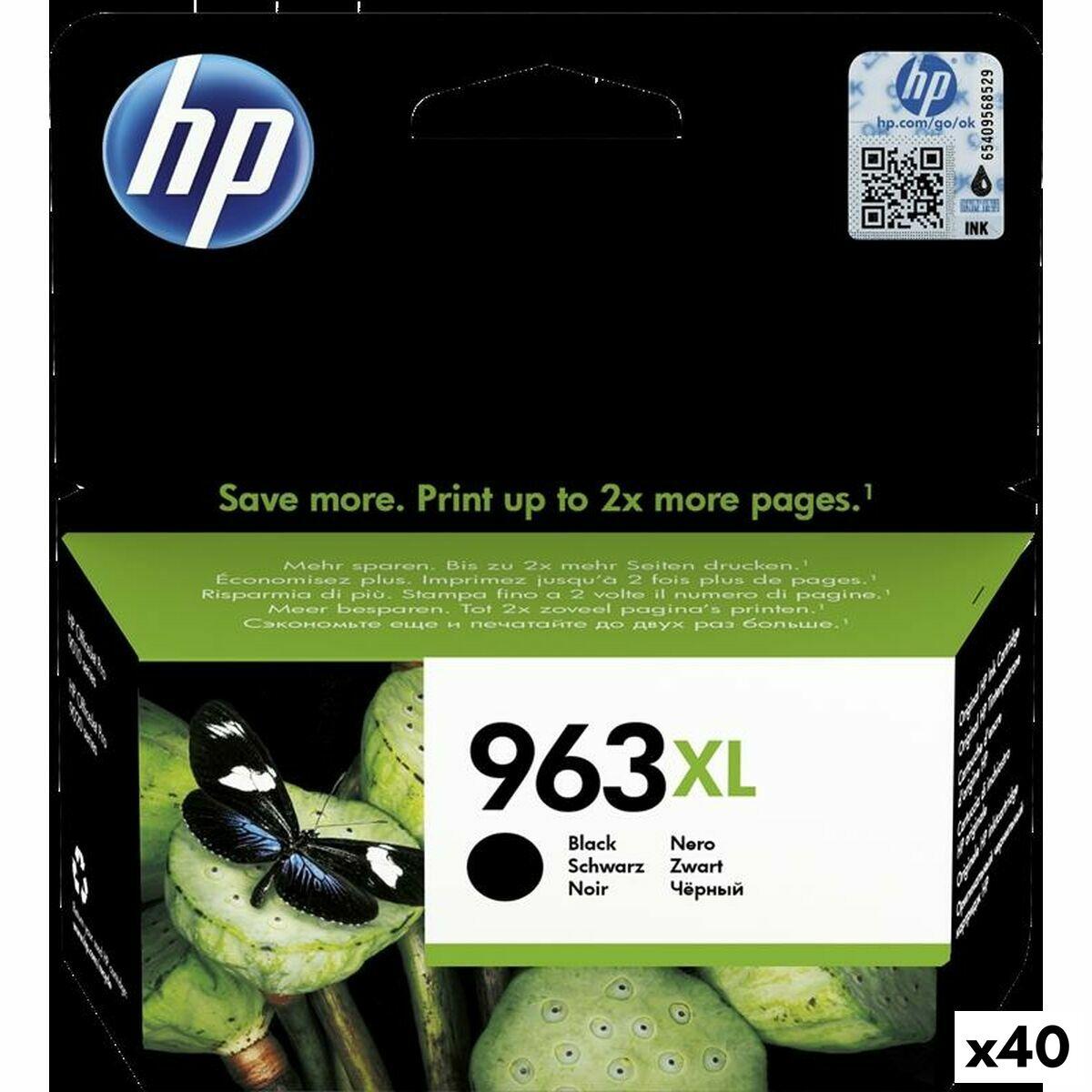 Hp 963 Sort Blækpatron Original 40pak Til Officejet Pro 9010 9012 9014 9015 9016 9019 9020 9022 9025-serien