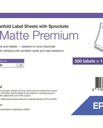 Epson Premium Udstansede Fanfold-mærkater Med Kædehjul Mat 500 Etikette    203   305 Mm