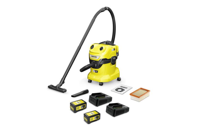 Kärcher Wd -18 Dual Battery Set Støvsuger Beholder Batterier Inkluderet Oplader Gul