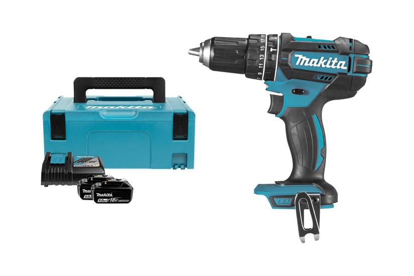 Makita Dhp482rtj Hammerbor Skruemaskine Ledningfri -hastigheders Batterier Inkluderet Oplader