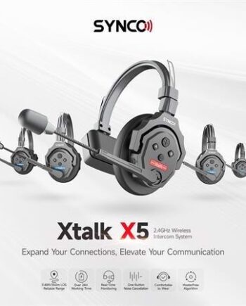 Synco Trådløs Intercom Sæt Med   Styk Headset  Sort