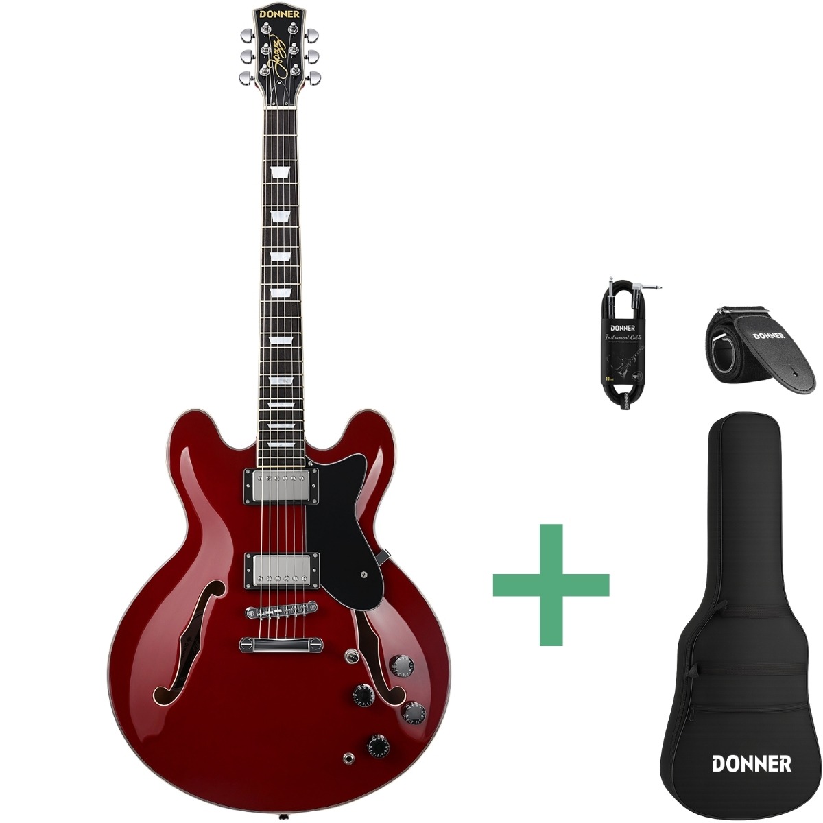 Donner Djp-1000r El-guitar Rød -stock