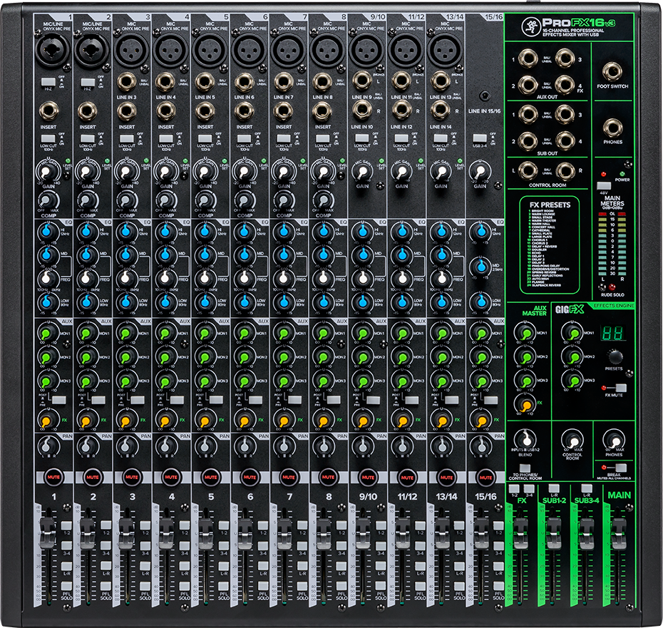Mackie Profx16v3 16 Kanals Mixer Med Fx And Usb
