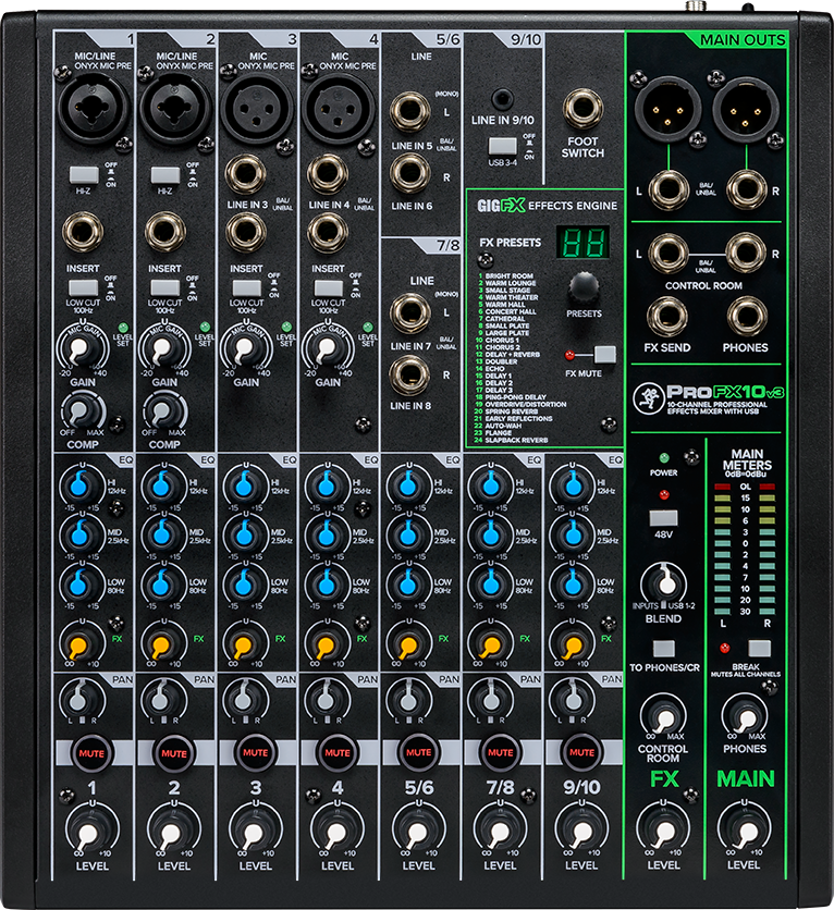 Mackie Profx10v3 10-kanals Mixer Med Fx Og Usb