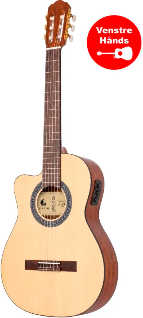 Santana Classical 20 Spansk Klassisk Guitar Med Pickup Og Tuner Nature Venstrehånds
