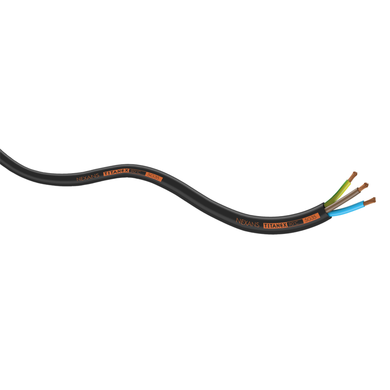 Titanex Neopren Kabel  Sort 100   På Rulle 3x     Mm