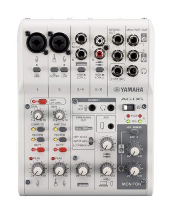 Yamaha Ag06mk2w   Ch Live Streaming Mixer Med Usb   Sofware Bundled  Hvid