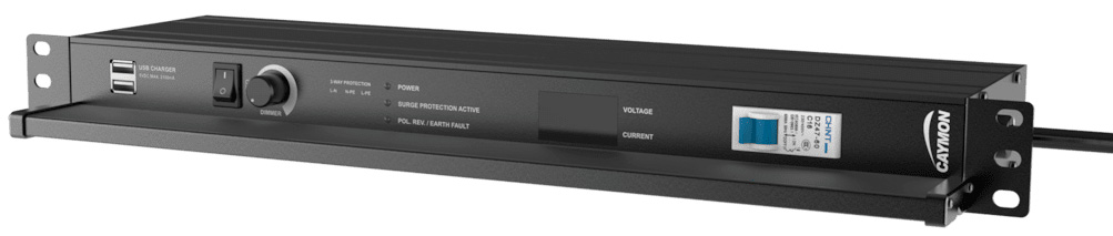 Caymon Psr529g   Rack Strømskinne Med Sikring  Display  Lys Og Usb Port 19 Quot 1unit