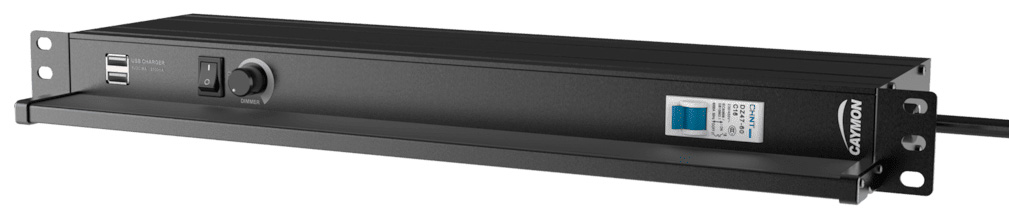 Caymon Psr429g   Rack Strømskinne Med Sikring  Lys Og Usb Port 19 Quot 1unit