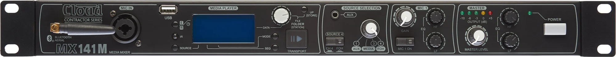 Cloud Mx141m 19 Quot 1unit Rack Mixer Med Bluetooth  Usb  Fm Modtager