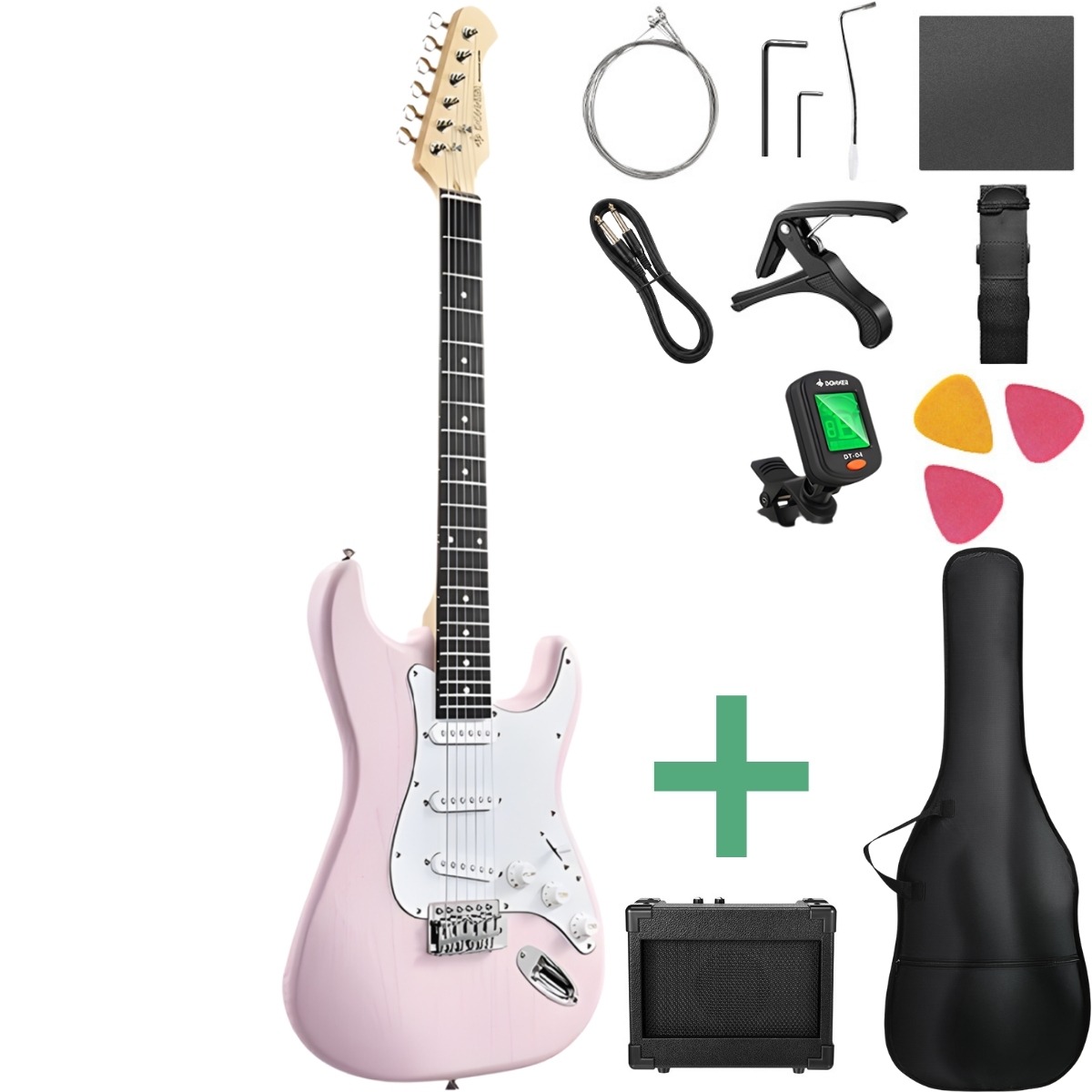 Donner Dst-80 El-guitar Pakke Shell Pink
