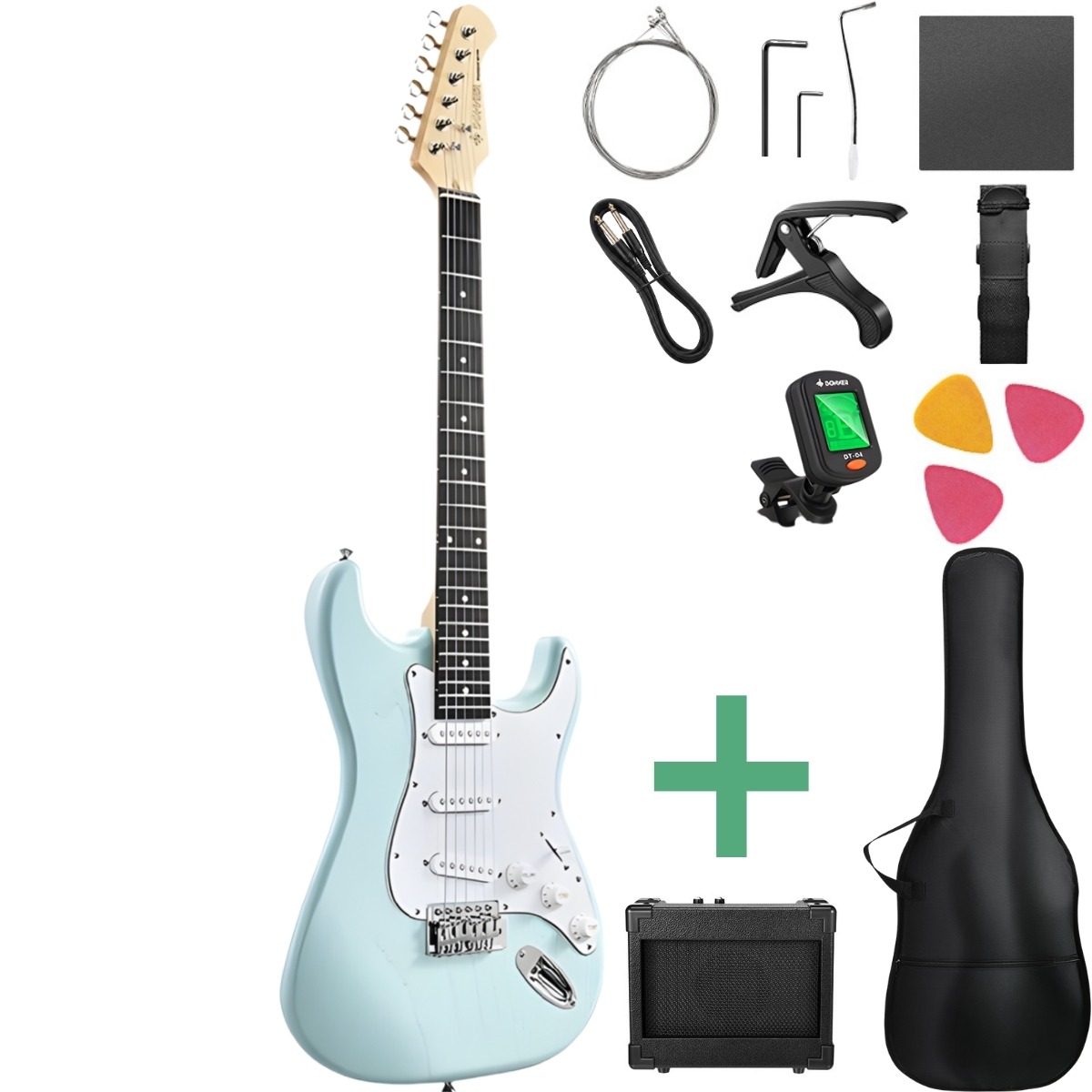 Donner Dst-80 El-guitar Pakke Surf Green