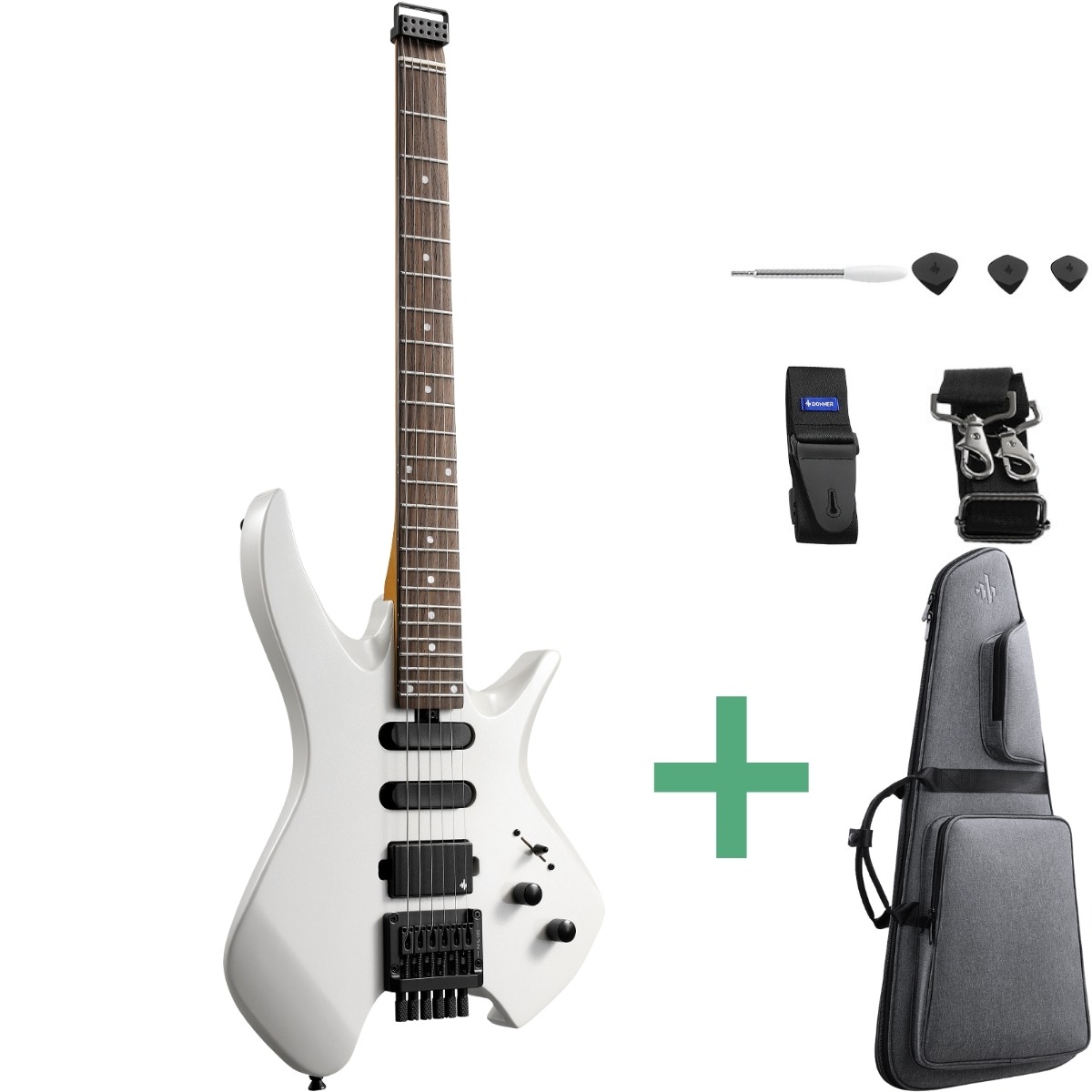 Donner Nhl-500 Headless El-guitar Hvid