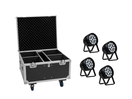 Eurolite Set 4x Akku Ip Par 14 Hcl Quickdmx   Flightcase
