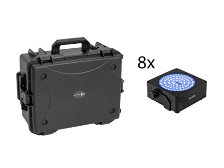 Eurolite Set 8x Akku Ip Flat Light Smd Bk   Plastic Case With Trolley