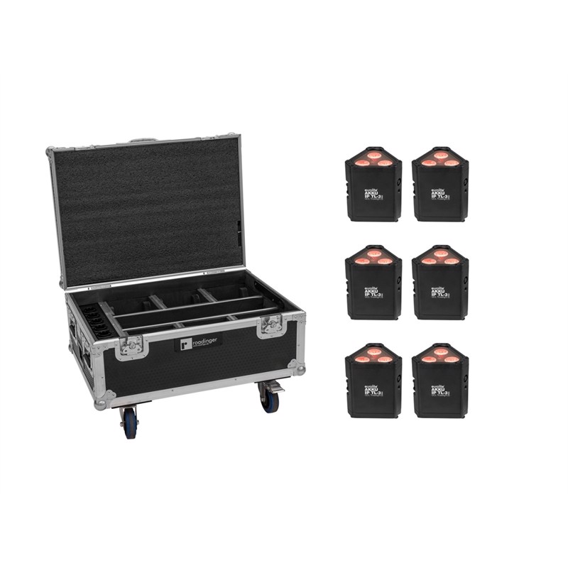 Eurolite Sæt 6x Akku Ip Tl-  Qcl   Flight Case Med Hjul Og Opladningsfunktion