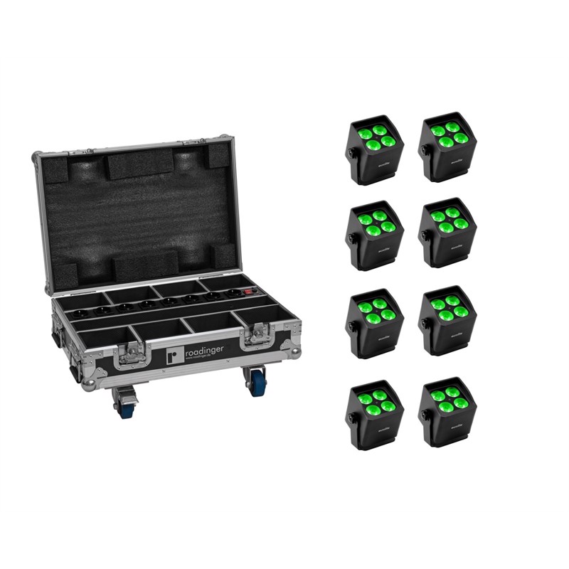 Eurolite Sæt 8x Akku Mini Ip Up-  Qcl Spot Mk2   Flight Case Med Opladningsfunktion
