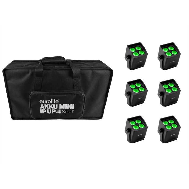 Eurolite Sæt: 6x Akku Mini Ip Up-  Qcl Spot Mk2   Soft Bag