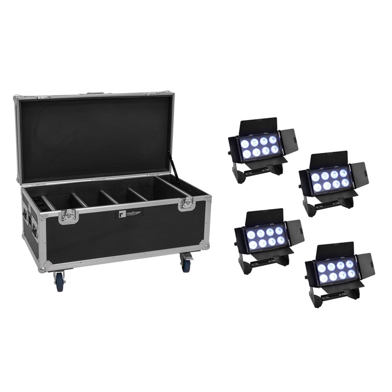 Eurolite Sæt     Akku Multiflood Ip 8x10w Rgbw Vaske Crmx   Flight Case Med Opladningsfunktion