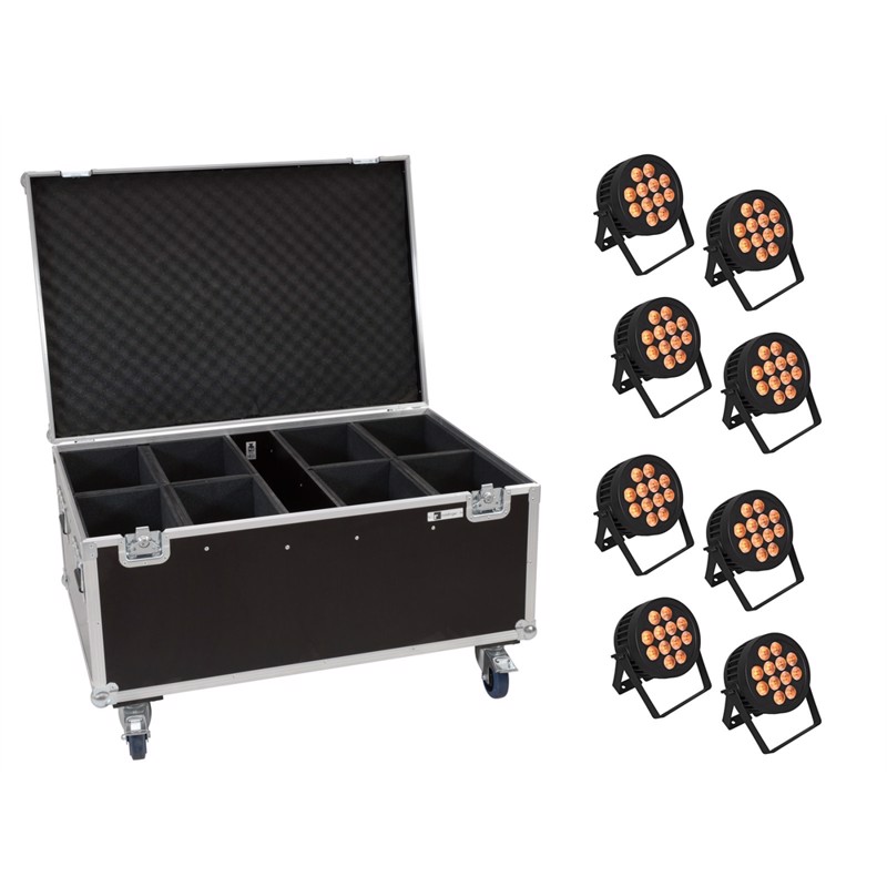 Eurolite Sæt: 8x Led Ip Par 12x8w Qcl Spot   Case With Wheels