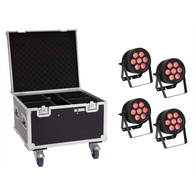 Eurolite Sæt:     Led Ip Par 7x8w Qcl Spot   Case With Wheels