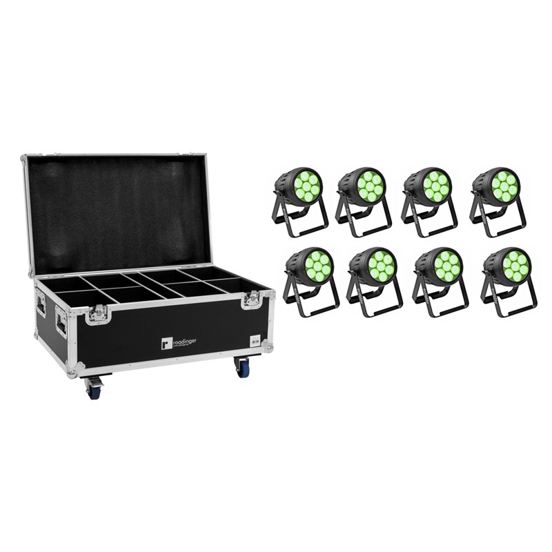 Eurolite Sæt: 8x Led Ip Par 7x10w Rgbl Spot   Case