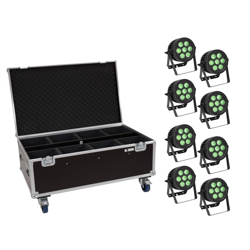 Eurolite Sæt: 8x Led Ip Par 7x9w Scl Spot   Case With Wheels