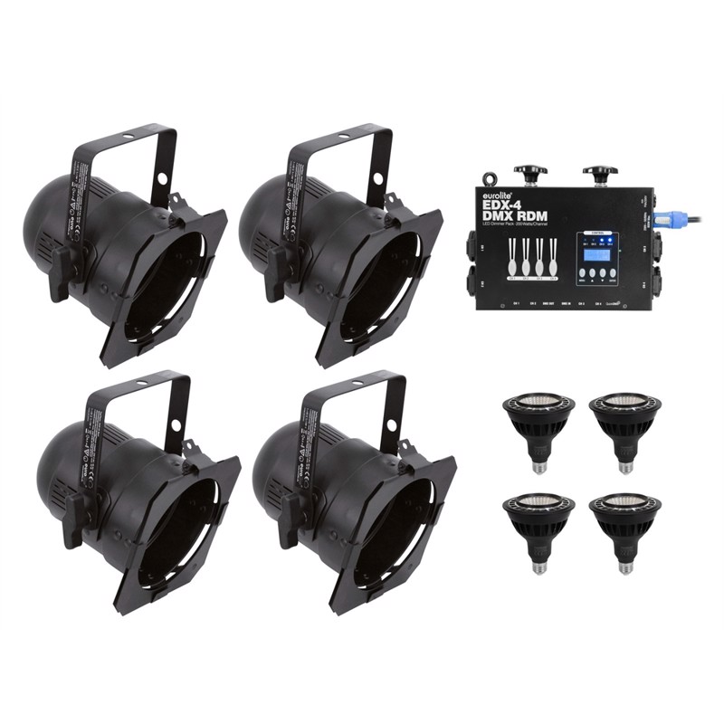 Eurolite Sæt:     Par-38 Spot Bk Dim2warm   Edx-  Dmx Rdm Led Dimmer Pack