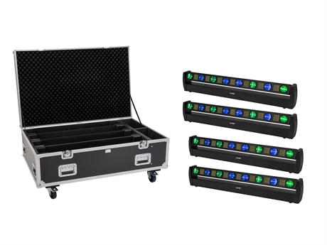 Eurolite Set 4x Led Bar-  Swing Qcl Bar   Flightcase With Wheels