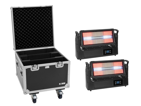 Eurolite Set 2x Led Ip Mega Pix Strobe 714 Swing   Flightcase With Wheels