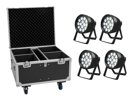 Eurolite Set 4x Led Ip Par 14x8w Qcl   Flightcase