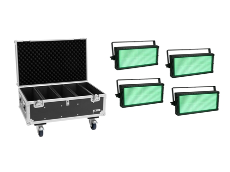 Eurolite Set 4x Led Strobe Smd Pro 864 Dmx Rgb   Flightcase