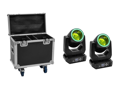 Eurolite Set 2x Led Tmh-b120 Hypno Moving-head Beam   Flightcase With Wheels