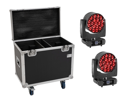 Eurolite Set 2x Led Tmh-h380 Beam Wash Flower Effect   Flightcase With Wheels