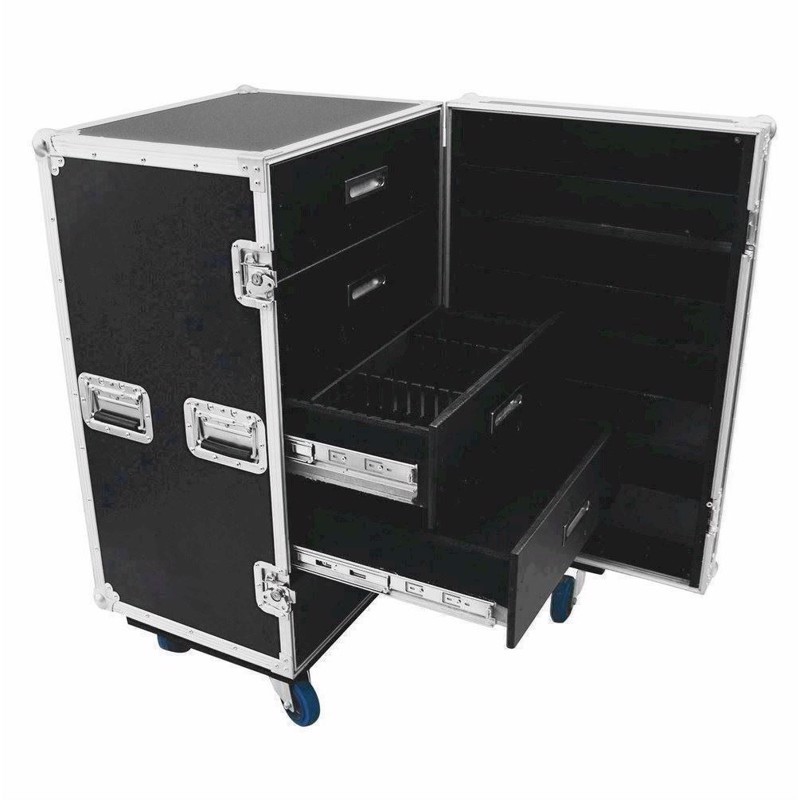 Flightcase På Hjul Med   Skuffer  Dør    Rum  58     55     107 Cm