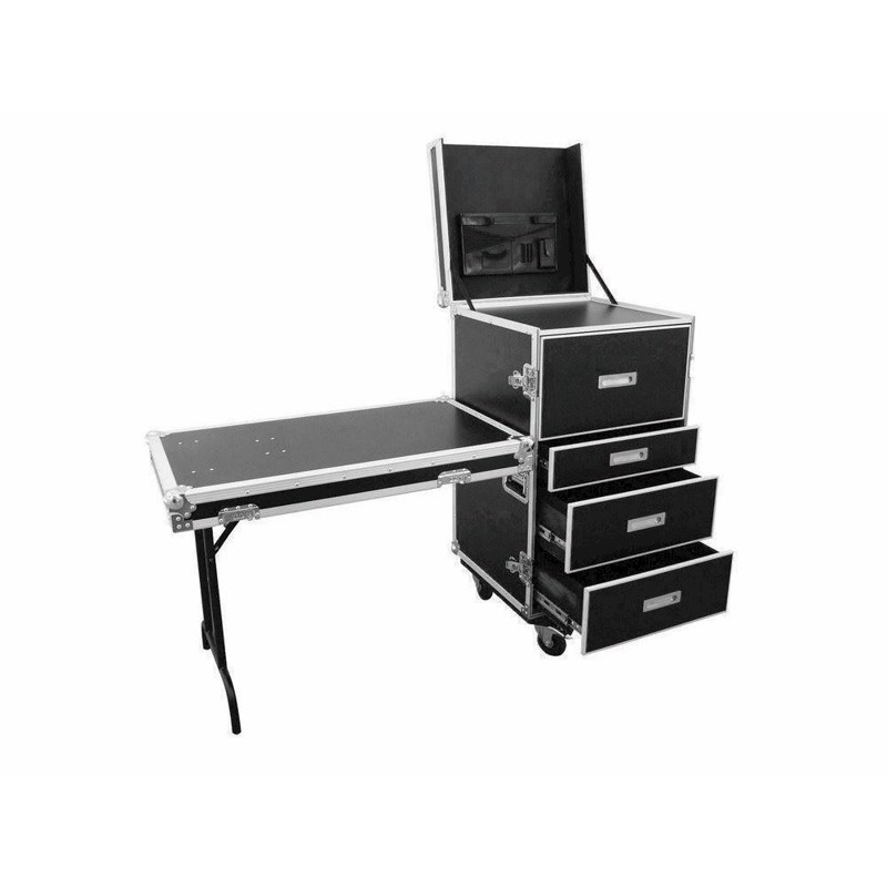 Flightcase På Hjul Med   Skuffer  Med Sidebord  59   66   115   Cm