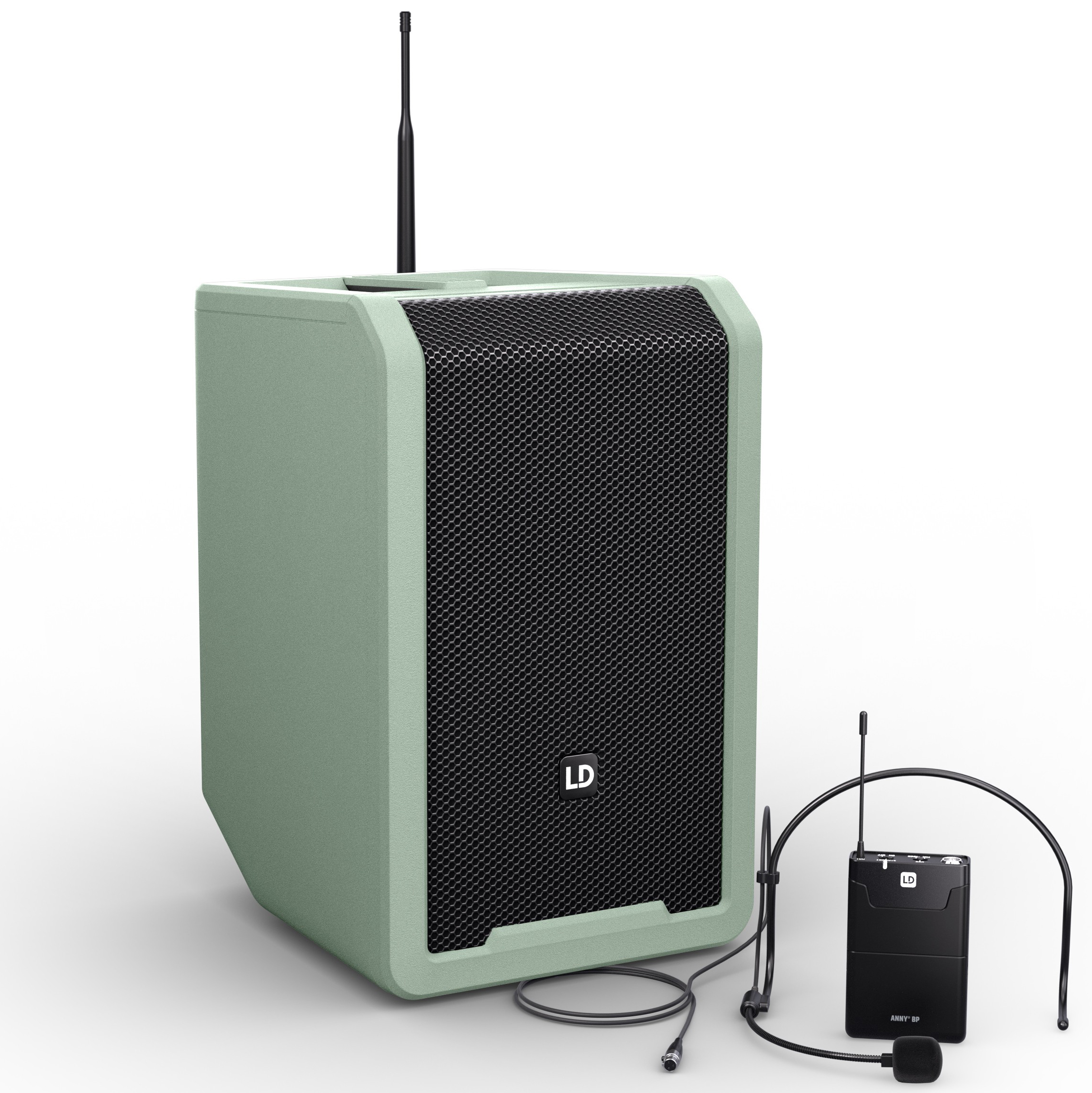 Ld Systems Anny   Bph Batteri Højttaler Med Trådløs Headset Grøn B5  584 608 Mhz
