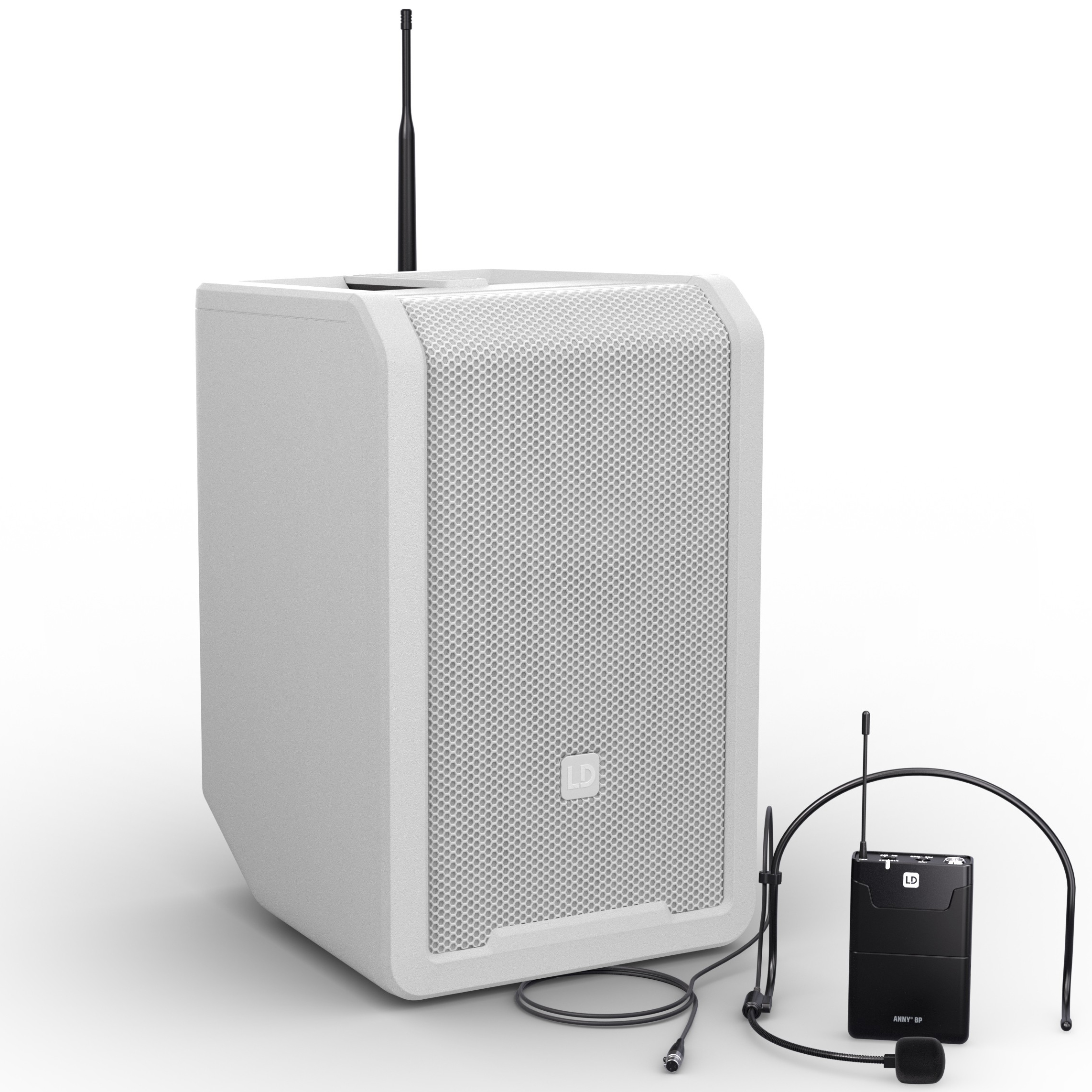 Ld Systems Anny   Bph Batteri Højttaler Med Trådløs Headset Hvid B5  584 608 Mhz