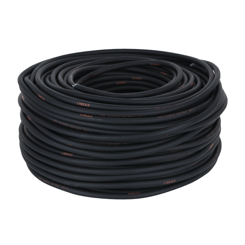 Lineax Neopren Kabel  Sort 100   På Rulle 3x     Mm