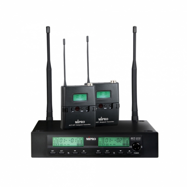 Mipro Act312b-tt-8s Trådløs Sæt   Kanals Modtager Inkl    Lommesendere 823-831 Mhz