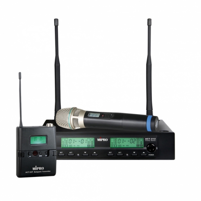 Mipro Act312bht-8s Trådløs Sæt Inkl  Håndholdt Mikrofon Og Lommesender 823-831 Mhz