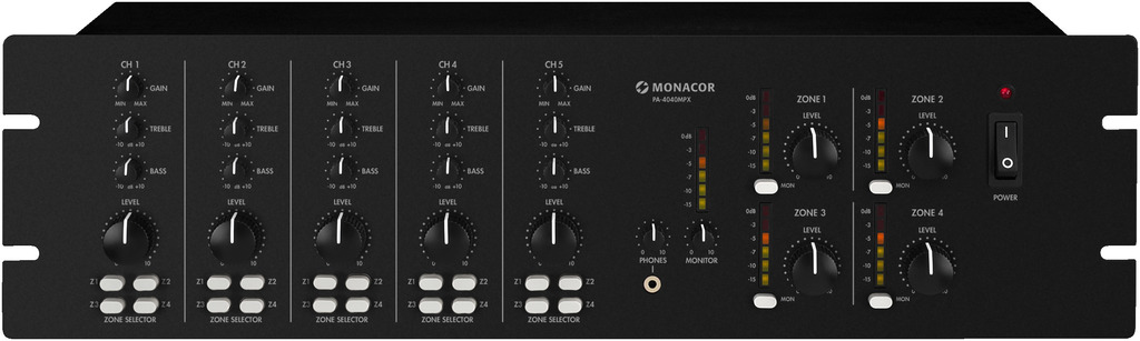 Monacor Pa-4040mpx Installations Mixer Med   Zoner