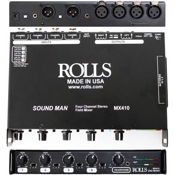 Rolls Mx410 Field Mixer Four Channel  Microphone Mixer With Balanced    Inputs And Outputs