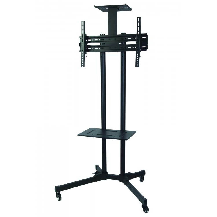 Sbox Fs-401 Tv Gulvstander Med Hjul Og Hylde Sort