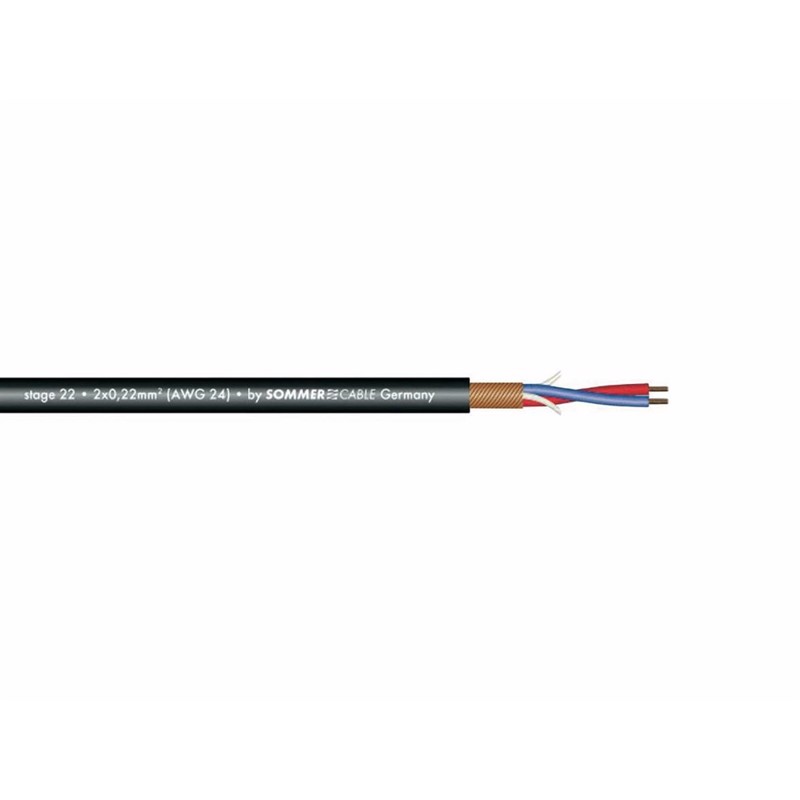 Sommer Cable Microphone Cable 2x0 22 100m Bk Stage 22