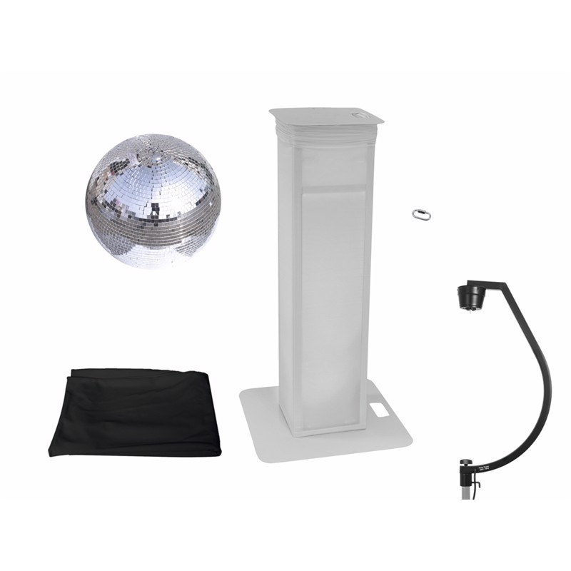 Spejlkugle Sæt  50 Cm  Med Stander   Sort Hvidt Cover